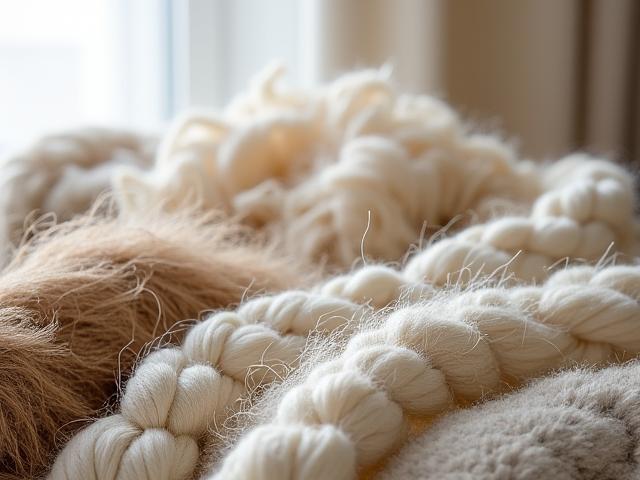 Naturfibre som ull og lin med mykt lyst arrangement